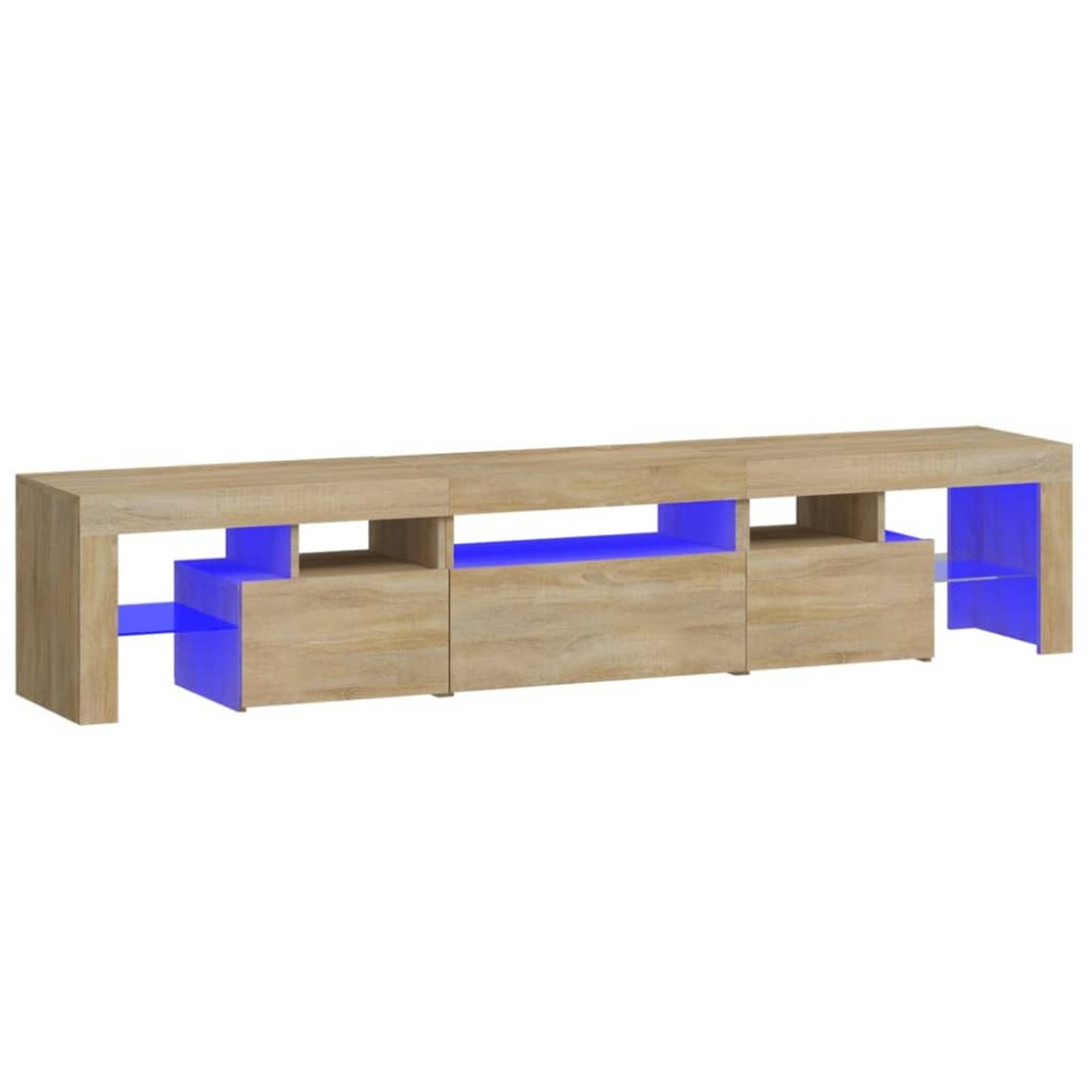 vidaXL Comodă TV cu lumini LED, stejar sonoma, 200x36,5x40 cm