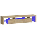 vidaXL Comodă TV cu lumini LED, stejar sonoma, 200x36,5x40 cm