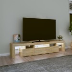 vidaXL Comodă TV cu lumini LED, stejar sonoma, 200x36,5x40 cm