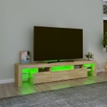 vidaXL Comodă TV cu lumini LED, stejar sonoma, 200x36,5x40 cm