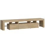 vidaXL Comodă TV cu lumini LED, stejar sonoma, 200x36,5x40 cm
