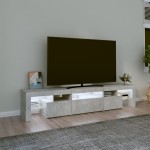 vidaXL Comodă TV cu lumini LED, gri beton, 200x36,5x40 cm vidaXL Comodă TV cu lumini LED, gri beton, 200x36,5x40 cm