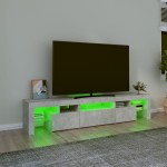 vidaXL Comodă TV cu lumini LED, gri beton, 200x36,5x40 cm vidaXL Comodă TV cu lumini LED, gri beton, 200x36,5x40 cm