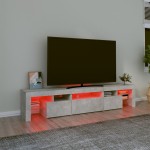 vidaXL Comodă TV cu lumini LED, gri beton, 200x36,5x40 cm vidaXL Comodă TV cu lumini LED, gri beton, 200x36,5x40 cm