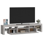 vidaXL Comodă TV cu lumini LED, gri beton, 200x36,5x40 cm vidaXL Comodă TV cu lumini LED, gri beton, 200x36,5x40 cm