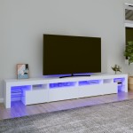 vidaXL Comodă TV cu lumini LED, alb, 260x36,5x40cm vidaXL Comodă TV cu lumini LED, alb, 260x36,5x40cm