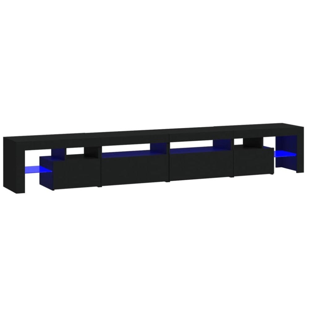 vidaXL Comodă TV cu lumini LED, negru, 260x36,5x40cm