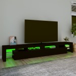 vidaXL Comodă TV cu lumini LED, negru, 260x36,5x40cm