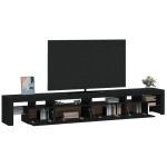 vidaXL Comodă TV cu lumini LED, negru, 260x36,5x40cm