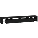 vidaXL Comodă TV cu lumini LED, negru, 260x36,5x40cm