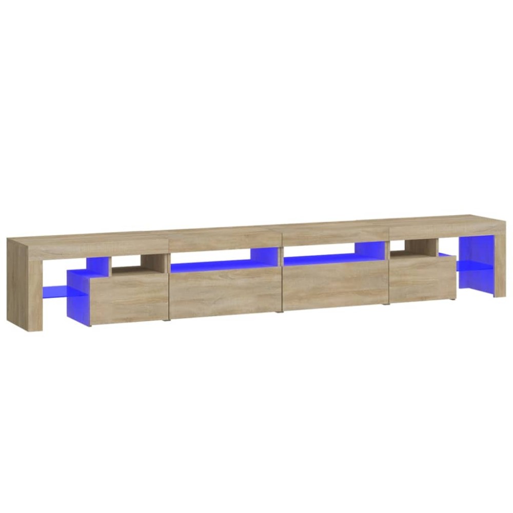 vidaXL Comodă TV cu lumini LED, stejar sonoma,260x36,5x40cm