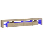vidaXL Comodă TV cu lumini LED, stejar sonoma,260x36,5x40cm