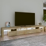 vidaXL Comodă TV cu lumini LED, stejar sonoma,260x36,5x40cm
