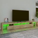vidaXL Comodă TV cu lumini LED, stejar sonoma,260x36,5x40cm