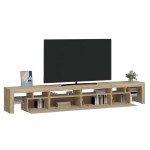 vidaXL Comodă TV cu lumini LED, stejar sonoma,260x36,5x40cm