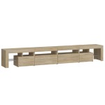 vidaXL Comodă TV cu lumini LED, stejar sonoma,260x36,5x40cm