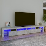 vidaXL Comodă TV cu lumini LED, gri beton, 260x36,5x40cm vidaXL Comodă TV cu lumini LED, gri beton, 260x36,5x40cm