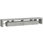vidaXL Comodă TV cu lumini LED, gri beton, 260x36,5x40cm vidaXL Comodă TV cu lumini LED, gri beton, 260x36,5x40cm