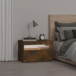 vidaXL Noptiere cu lumini LED, stejar fumuriu, 60x35x40 cm