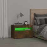 vidaXL Noptiere cu lumini LED, stejar fumuriu, 60x35x40 cm