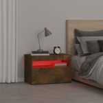 vidaXL Noptiere cu lumini LED, stejar fumuriu, 60x35x40 cm
