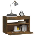 vidaXL Noptiere cu lumini LED, stejar fumuriu, 60x35x40 cm