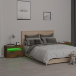 vidaXL Noptiere cu lumini LED, 2 buc., stejar fumuriu, 60x35x40 cm