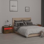 vidaXL Noptiere cu lumini LED, 2 buc., stejar fumuriu, 60x35x40 cm
