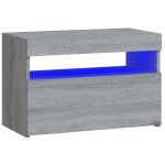 vidaXL Noptiere cu lumini LED, gri sonoma, 60x35x40 cm vidaXL Noptiere cu lumini LED, gri sonoma, 60x35x40 cm