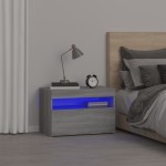 vidaXL Noptiere cu lumini LED, gri sonoma, 60x35x40 cm vidaXL Noptiere cu lumini LED, gri sonoma, 60x35x40 cm