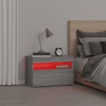 vidaXL Noptiere cu lumini LED, gri sonoma, 60x35x40 cm vidaXL Noptiere cu lumini LED, gri sonoma, 60x35x40 cm