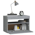 vidaXL Noptiere cu lumini LED, gri sonoma, 60x35x40 cm vidaXL Noptiere cu lumini LED, gri sonoma, 60x35x40 cm