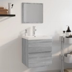 vidaXL Set de mobilier de baie, gri sonoma, lemn prelucrat