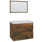 vidaXL Set de mobilier de baie, stejar fumuriu, lemn prelucrat