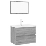 vidaXL Set de mobilier de baie, gri sonoma, lemn prelucrat