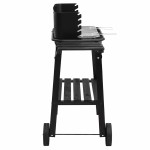 vidaXL Grătar cu cărbune cu roți, negru, oțel vidaXL Grătar cu cărbune cu roți, negru, oțel