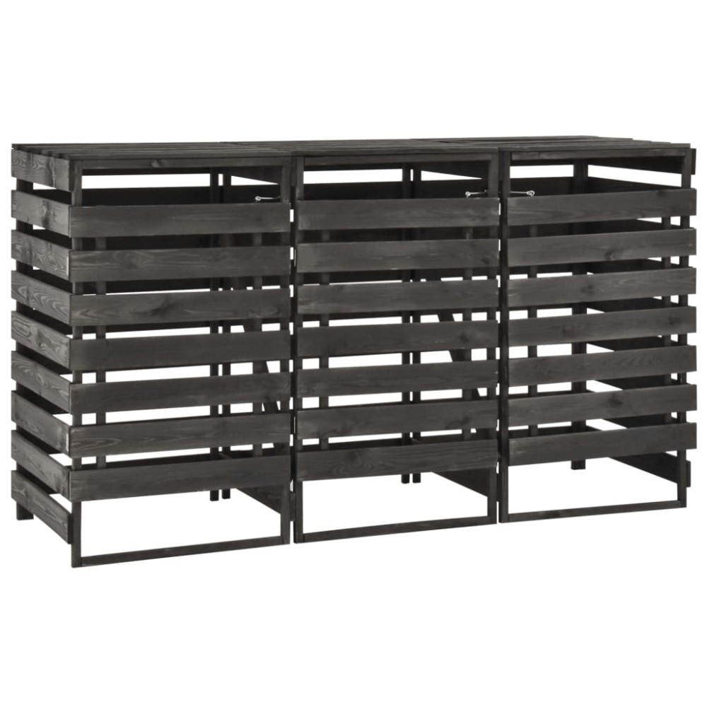 vidaXL Magazie de pubele triplă, 210x75x121 cm, lemn masiv pin vopsit