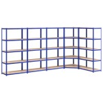 vidaXL Rafturi de depozitare cu 5 niveluri, 5 buc., albastru oțel/lemn vidaXL Rafturi de depozitare cu 5 niveluri, 5 buc., albastru oțel/lemn