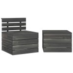 vidaXL Set mobilier grădină din paleți, 2 piese, gri închis, lemn pin vidaXL Set mobilier grădină din paleți, 2 piese, gri închis, lemn pin