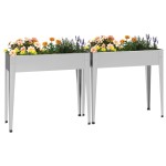 vidaXL Jardiniere de grădină, 2 buc., oțel galvanizat