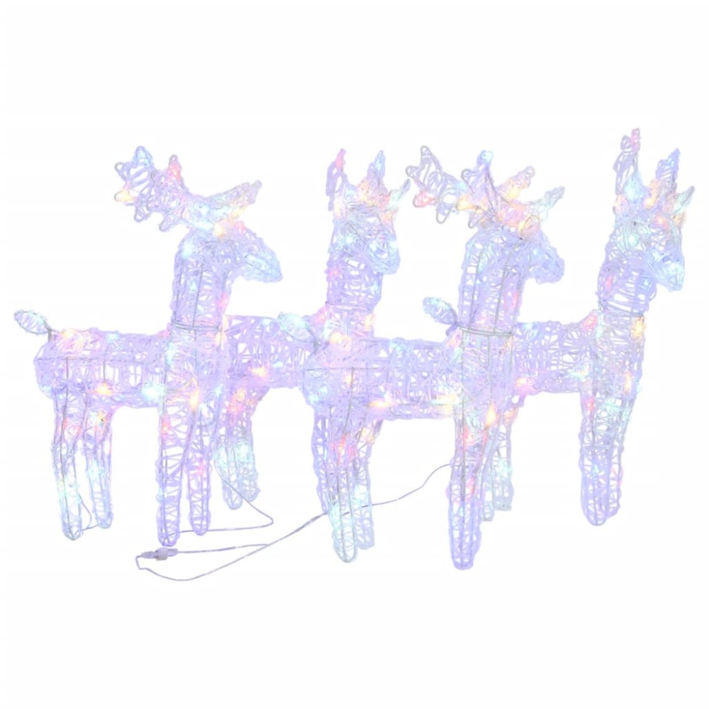 vidaXL Reni de Crăciun, 4 buc., multicolor, 160 LED-uri, acril