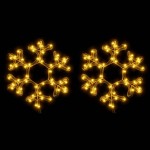 vidaXL Figurină Fulg de Zăpadă de Crăciun LED 2 buc. alb cald 27x27 cm