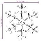 vidaXL Figurină Fulg de Zăpadă de Crăciun LED 2 buc. alb cald 59x59 cm
