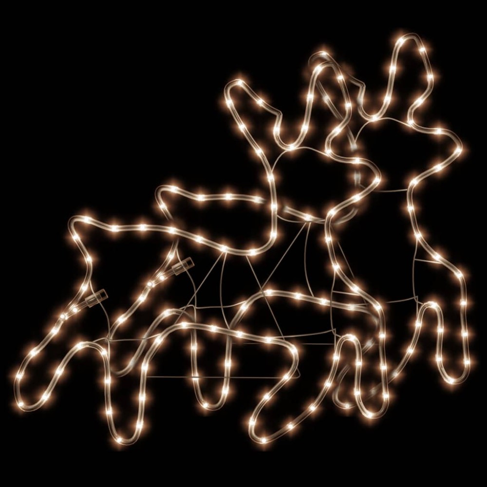 vidaXL Figurină ren de Crăciun cu LED, 2 buc., alb cald, 57x55x4,5 cm