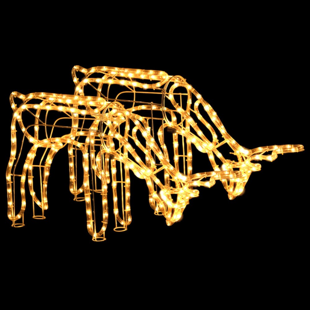 vidaXL Figurină ren de Crăciun, 2 buc., alb cald, 73x31x45 cm