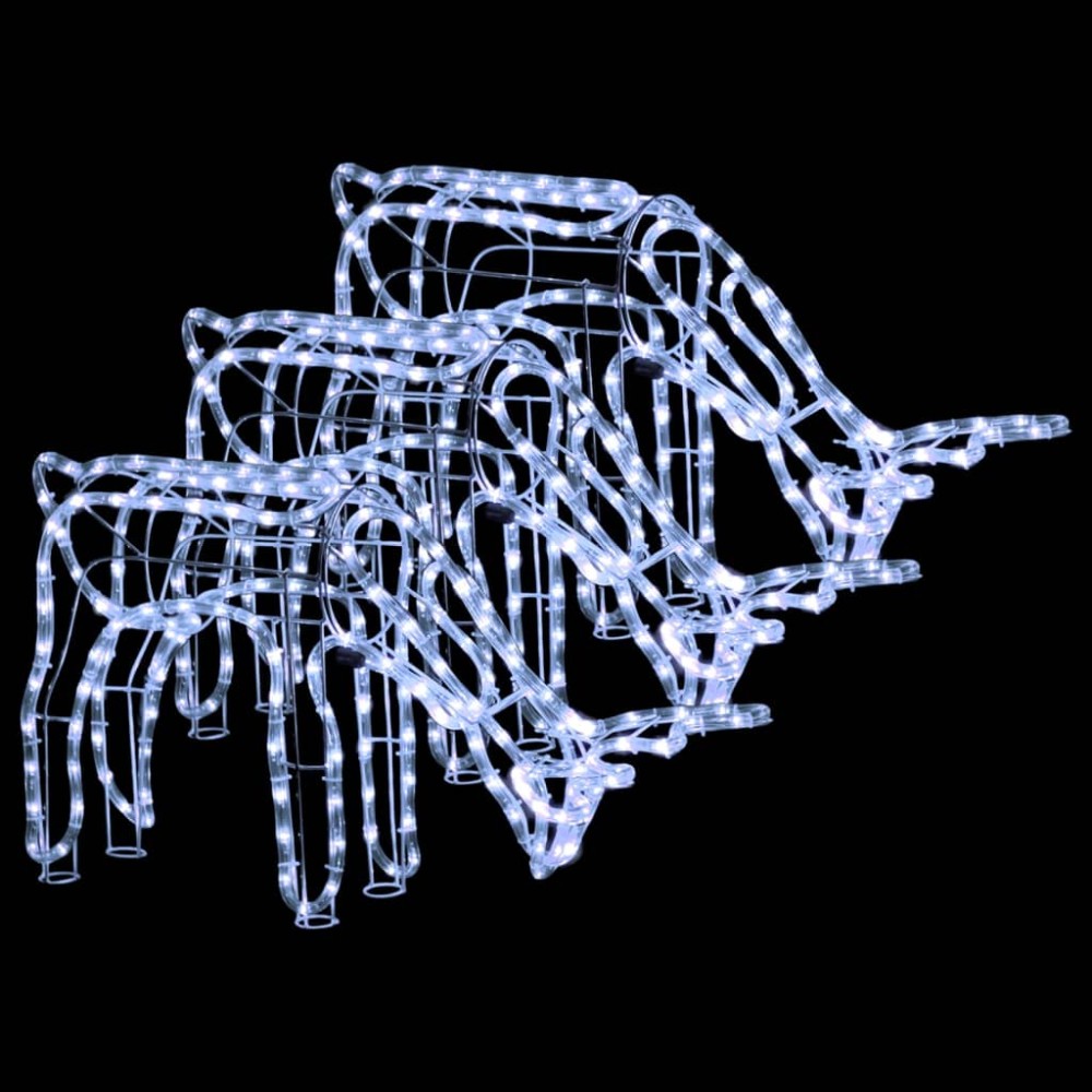 vidaXL Figurină ren de Crăciun, 3 buc., alb rece, 73x31x45 cm