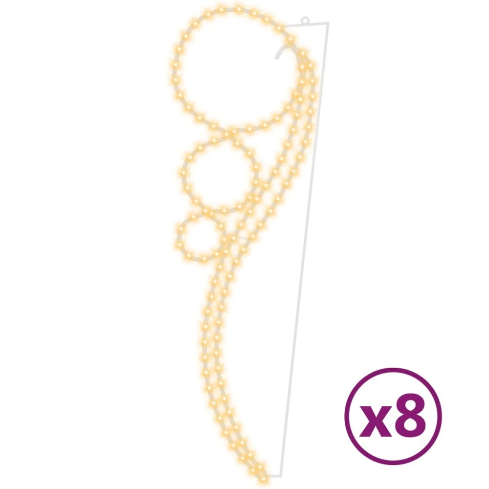 vidaXL Șir de lumini în formă de bilă 8 buc. alb cald 111,5x35x4,5 cm