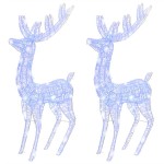 vidaXL Ren de Crăciun 250 LED-uri, 2 buc., albastru, 180 cm, acril XXL