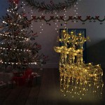 vidaXL Decorațiuni reni de Crăciun, 3 buc., 60x16x100 cm, acril vidaXL Decorațiuni reni de Crăciun, 3 buc., 60x16x100 cm, acril