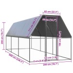 vidaXL Coteț de păsări pentru exterior, 2x6x2 m, oțel galvanizat vidaXL Coteț de păsări pentru exterior, 2x6x2 m, oțel galvanizat